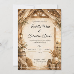 Rustikale Scheunenhochzeit Einladung