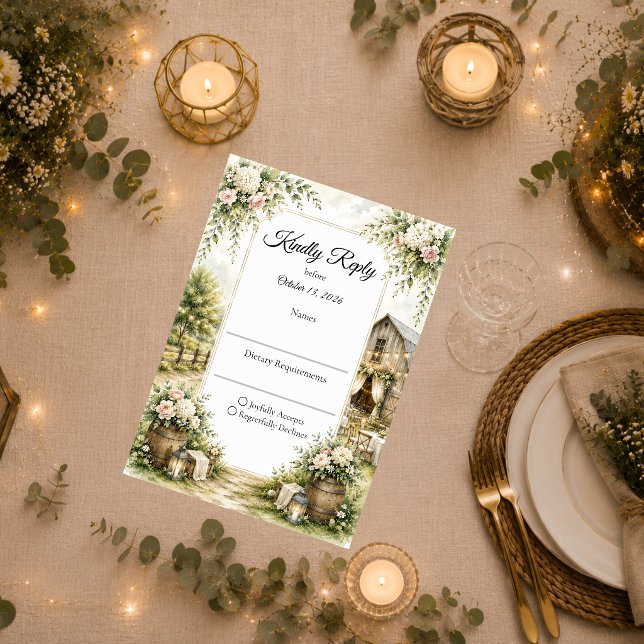 Rustikale Scheunenhochzeit RSVP Karte (Von Creator hochgeladen)
