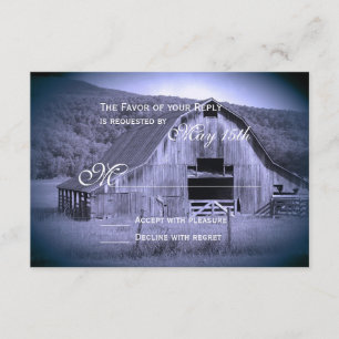 Rustikale Scheunenhochzeit - RSVP-Karte Blau RSVP Karte
