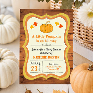 Rustikale Scheunenholz-Herbst-Pumpkin-Baby-Party Einladung