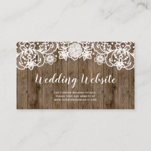 Rustikale Scheunenholz-Lace-Kalligrafie-Hochzeitsw Begleitkarte