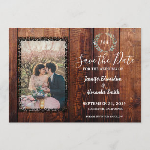 Rustikale Scheunenholz-Vintage-Foto Save-the-Date Einladung