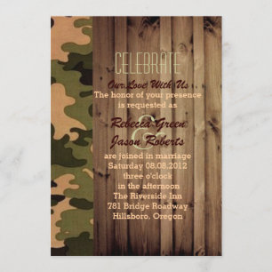 rustikale Scheunenholz Western Country Camo Hochze Einladung