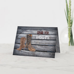 Rustikale Scheunenholz-Western-Cowboy-Hochzeit Einladung