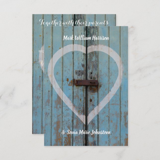 Rustikale Scheunentür Einladung (Vorne/Hinten)