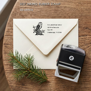 Rustikale Scheuneule Wald Baumstumpf Rücksendeadre Permastempel
