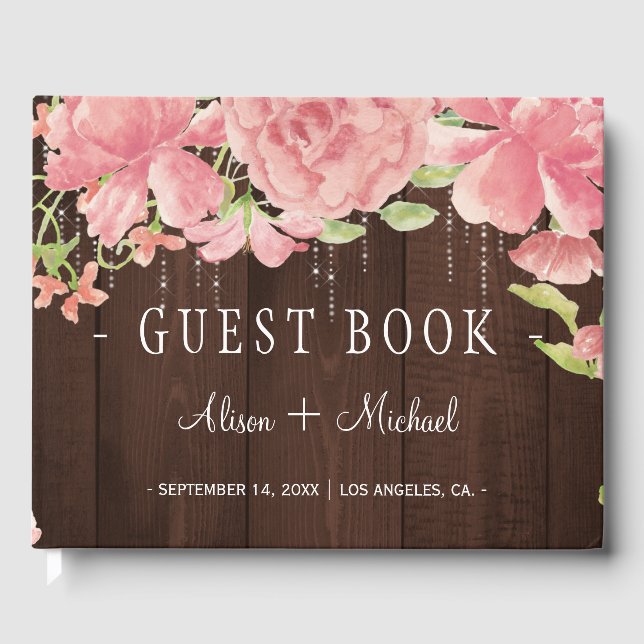 Rustikale schick Blumenstrauß Hochzeit Gästebuch (Vorderseite)