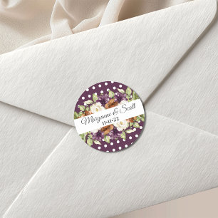 Rustikale, schicke Blumen-Herbst-Hochzeitseinladun Runder Aufkleber