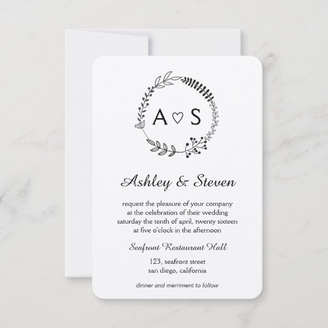 Rustikale schicke bothanische Hochzeitseinladung Einladung (Vorderseite)