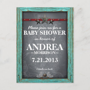Rustikale Schiefertafel-Baby-Shower-Einladung Einladungspostkarte
