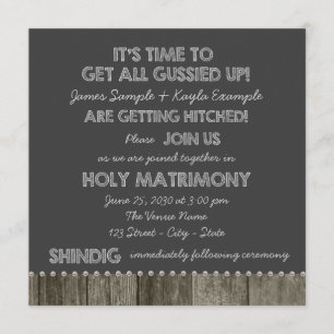 Rustikale Schiefertafel-Redneck-Hochzeitseinladung Einladung