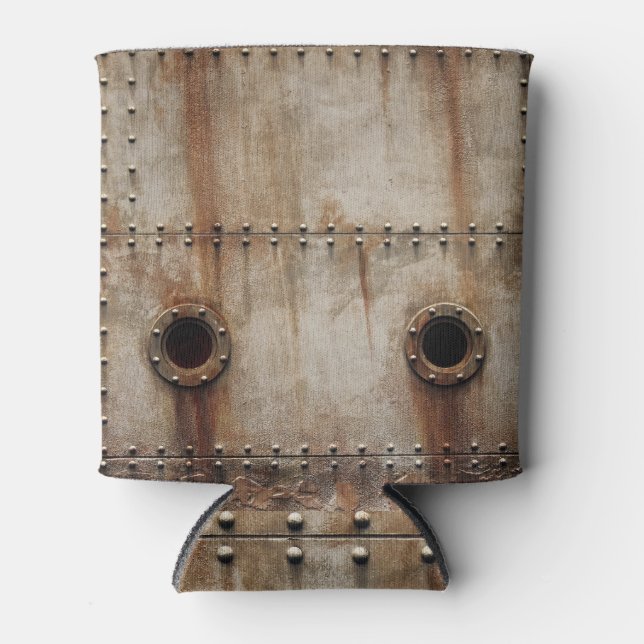 Rustikale Schiffswrak Metallrivets Textur Dosenkühler (Vorderseite)