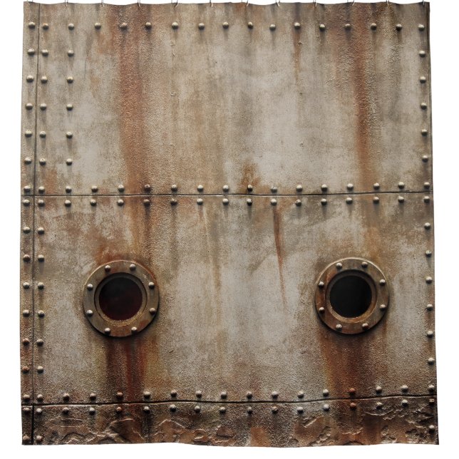 Rustikale Schiffswrak Metallrivets Textur Duschvorhang (Vorderseite)