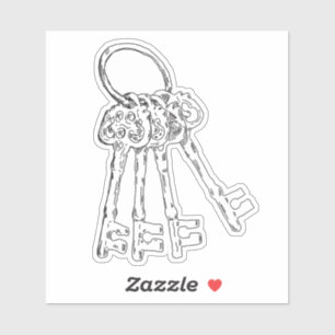 Rustikale Schlüssel Aufkleber