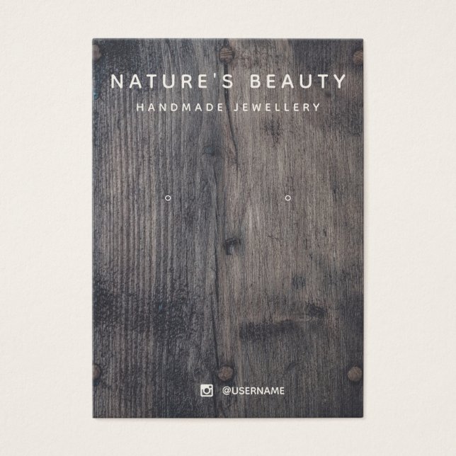 Rustikale Schmuckkarte aus Holzerden (Vorderseite)