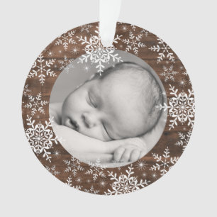 Rustikale Schneeflocken Baby Erste Weihnachten Ornament