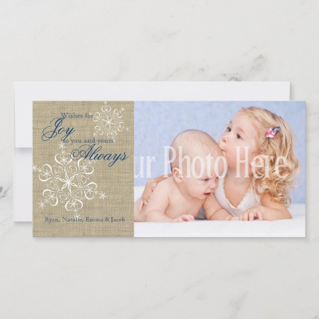 Rustikale Schneeflocken Feiertagskarte (Vorderseite)