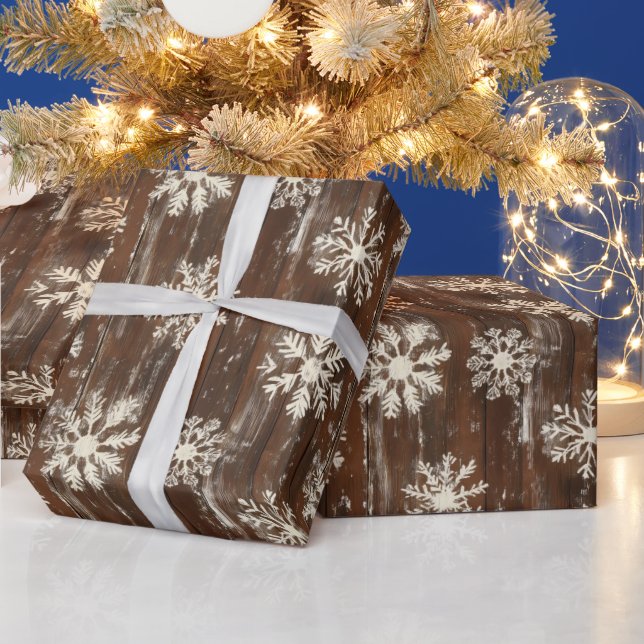Rustikale Schneeflocken Geschenkpapier (Feiertage)
