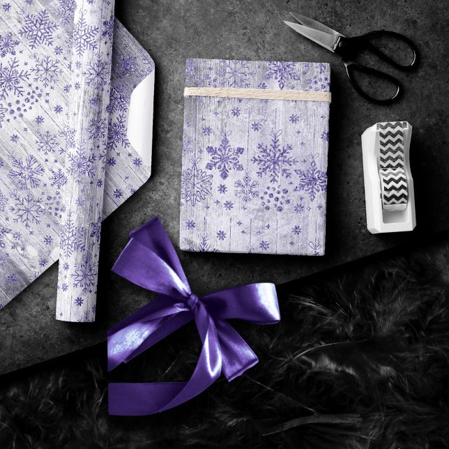 Rustikale Schneeflocken | Lavendel Lila skandinavi Geschenkpapier (Von Creator hochgeladen)