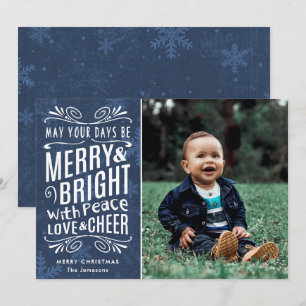 Rustikale Schneeflocken Merry und Bright Blue FO Feiertagskarte