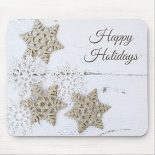 Rustikale Schneeflocken Schöne Ferien Winter Mousepad