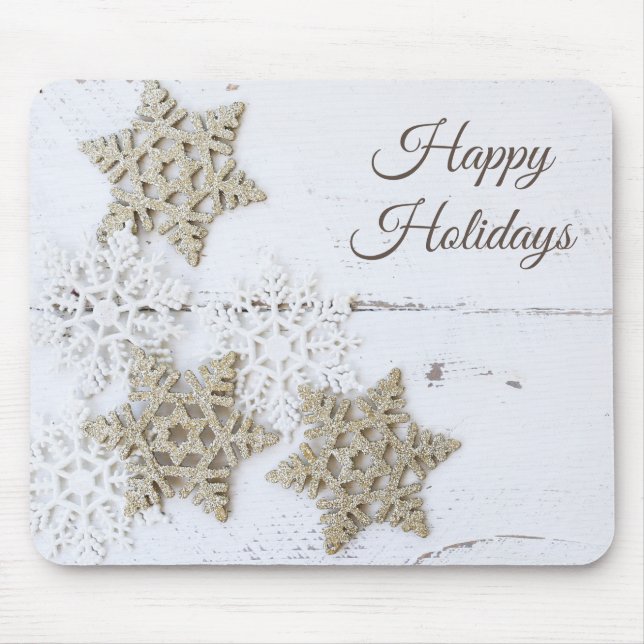 Rustikale Schneeflocken Schöne Ferien Winter Mousepad (Vorne)