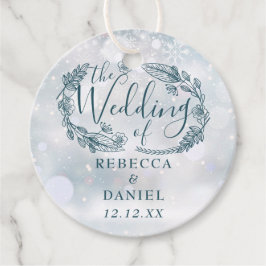 Rustikale Schneeflocken Winterhochzeit Geschenkanhänger