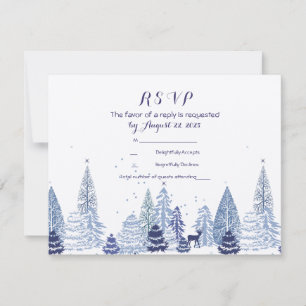 Rustikale Schneeflocken Winterhochzeit RSVP Karte