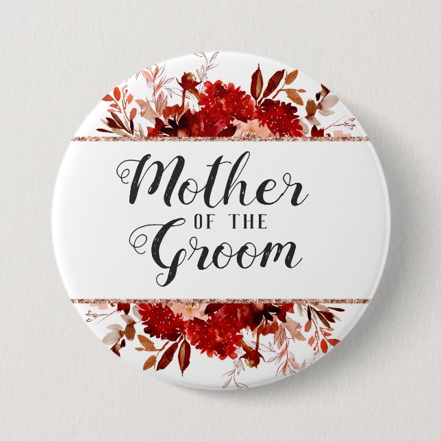 Rustikale Schönheit Florale Rahmung Mutter des Brä Button (Vorderseite)