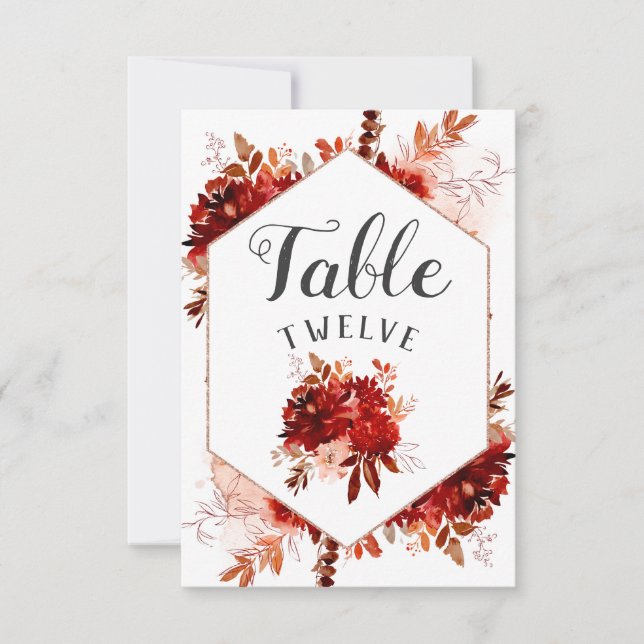 Rustikale Schönheitsblumenmöbel Gerahmte Tischnumm Einladung (Vorderseite)