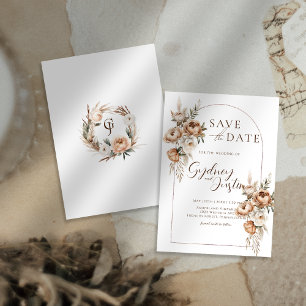 Rustikale Schreckliche Blumen Pampas Hochzeit Save The Date