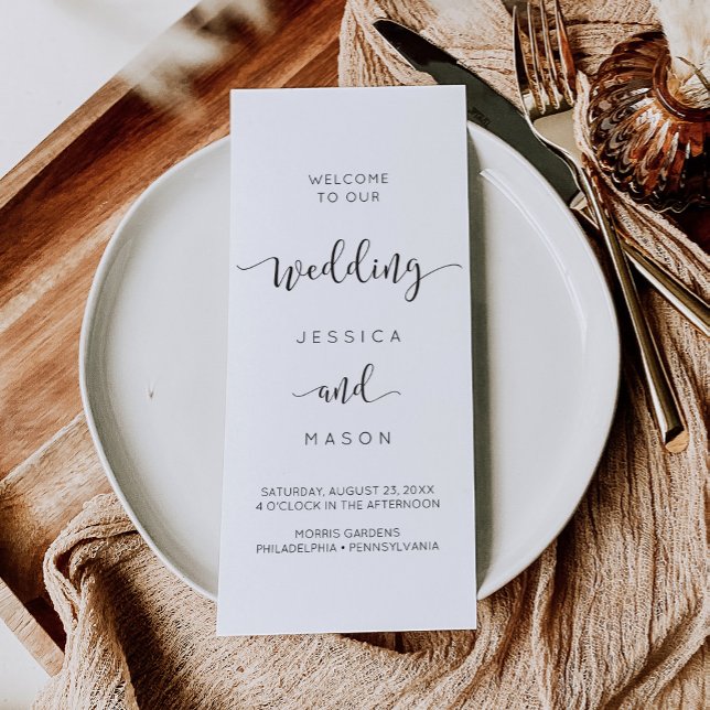 Rustikale Schreibschrift Tri-Fold Hochzeitsprogram Flyer (Von Creator hochgeladen)
