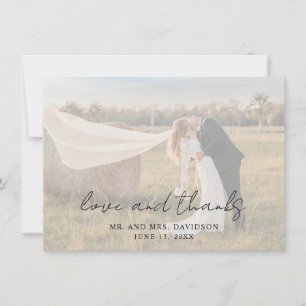 Rustikale Schrift Foto Moderne Hochzeit Dankeskarte