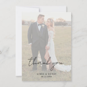 Rustikale Schrift Foto Moderne Hochzeit Dankeskarte