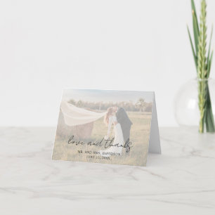Rustikale Schrift Foto Moderne Hochzeit Dankeskarte