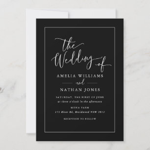 Rustikale Schrift Foto Schwarz Weiß Hochzeit Einladung