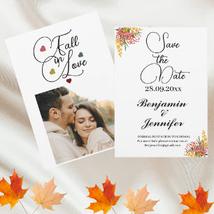 Rustikale Schrift Herbst Blumenhochzeit fällt in L Save The Date