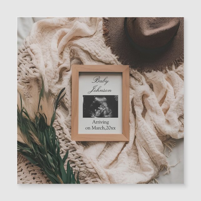 rustikale Schwangerschaftsankündigung von Ultrasou Magnetkarte (Vorderseite)