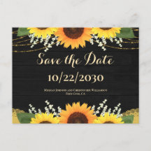 Rustikale Schwarz-Holz Sonnenblumen Hochzeit speic