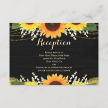 Rustikale Schwarz-Holz-Sonnenblumen Hochzeitsempfa