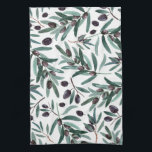 Rustikale Schwarz-Olive-Aquarell-Illustration  Geschirrtuch<br><div class="desc">Schöne rustikale Aquarellzeichnung</div>