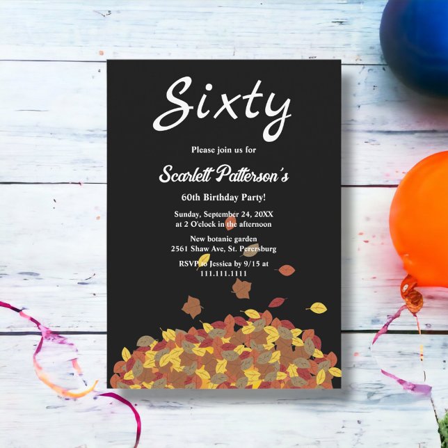 Rustikale Schwarz-Weiß-Herbstlaube 60. Geburtstag Einladung (Von Creator hochgeladen)