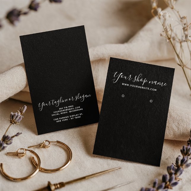 Rustikale schwarz-weiß-Ohrring-Grafikkarte (Rustic black kraft white earring display card)