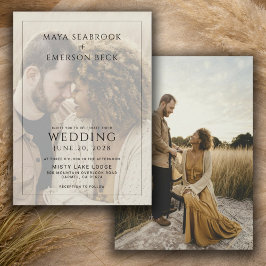 Rustikale Schwarz-Weiß-Overlay-Foto-Hochzeit Einladung