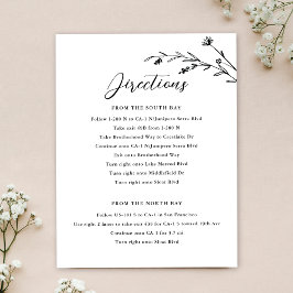 Rustikale Schwarz-Weiß-Wildblume Hochzeitsfeier Einladung