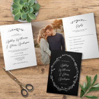 Rustikale Schwarz-weiße Wildblume Boho Foto Weddin