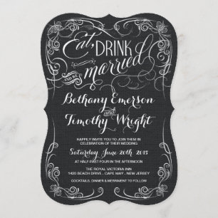 Rustikale schwarze Leinwand gestempelschnittene Einladung