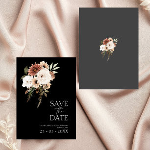 Rustikale Schwarze Terrakotta-Floral-Save-The-Date