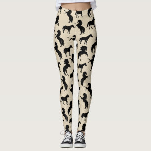 Rustikale Schwarzhorn-Silhouetten & Taupe Leggings