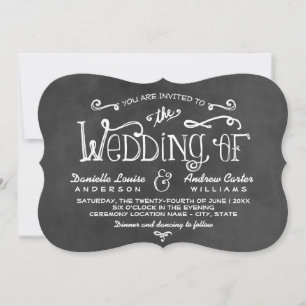 Rustikale Script Black Chalkboard Hochzeit Einladung